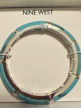 Nine West Turquoise and Silver Segment Bangle Bracelet